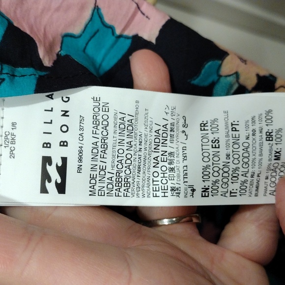 Billabong Women's Tropical Floral Be Mine Smocked Back Babydoll Mini Dress Sz M - Picture 5 of 7